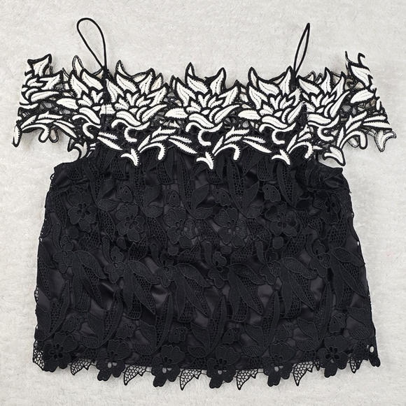 Topshop Tops - TopShow Romantic Goth Black Lace Off-Shoulder Bardot Top Sz.4